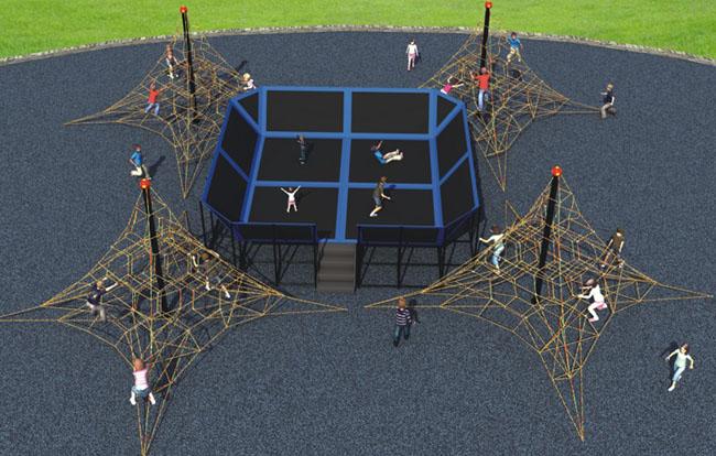 Attrezzatura attiva d'esercitazione all'aperto del parco del trampolino delle strutture di scalata dei bambini grande