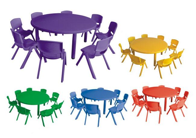 La plastica rotonda variopinta di asilo scherza la mobilia della Tabella per l'aula di asilo con la radice di gomma per imparare